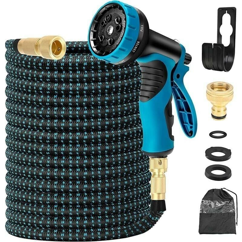 Tuyau d'arrosage extensible de 30 m/100FT pieds, latex naturel à 3 couches, tuyau d'eau flexible, arrosage du jardin ou lavage de voiture