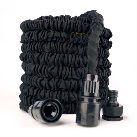 Tuyau d'arrosage extensible de 7,5m/25 ft, tuyau d'arrosage extensible flexible pour maison, pelouse, voiture avec buse de pulvérisation professionnelle 8 fonctions (7,5 m/25 ft, noir)
