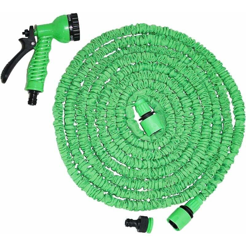 Tuyau d'arrosage extensible de jardin, tuyau pliable avec crochet, 7 fonctions, tuyau d'arrosage extensible avec 7 jets pour jardinage, extérieur,