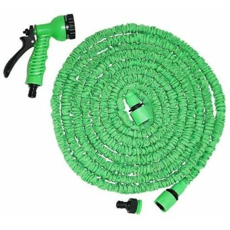 Tuyau d'arrosage extensible de jardin, tuyau pliable avec crochet, 7 fonctions, tuyau d'arrosage extensible avec 7 jets pour jardinage, extérieur, pompe à eau et terrasse, 15 m.