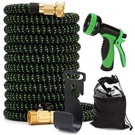 Tuyau d'arrosage extensible, flexible et anti-pliage, avec raccord en laiton, double noyau en latex pour l'arrosage des plantes, le lavage de voiture et le nettoyage des balcons.