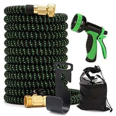 Tuyau d'arrosage extensible, flexible et anti-pliage, avec raccord en laiton, double noyau en latex pour l'arrosage des plantes, le lavage de voiture et le nettoyage des balcons.