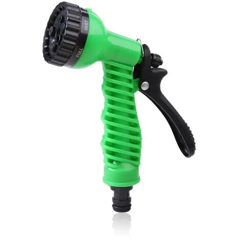 Tuyau d'arrosage extensible Magic Hose (jaune, 18,5 cm) avec 7 jets, pistolet à eau, pot à mousse et enrouleur flexible. Idéal pour le lavage de voiture.