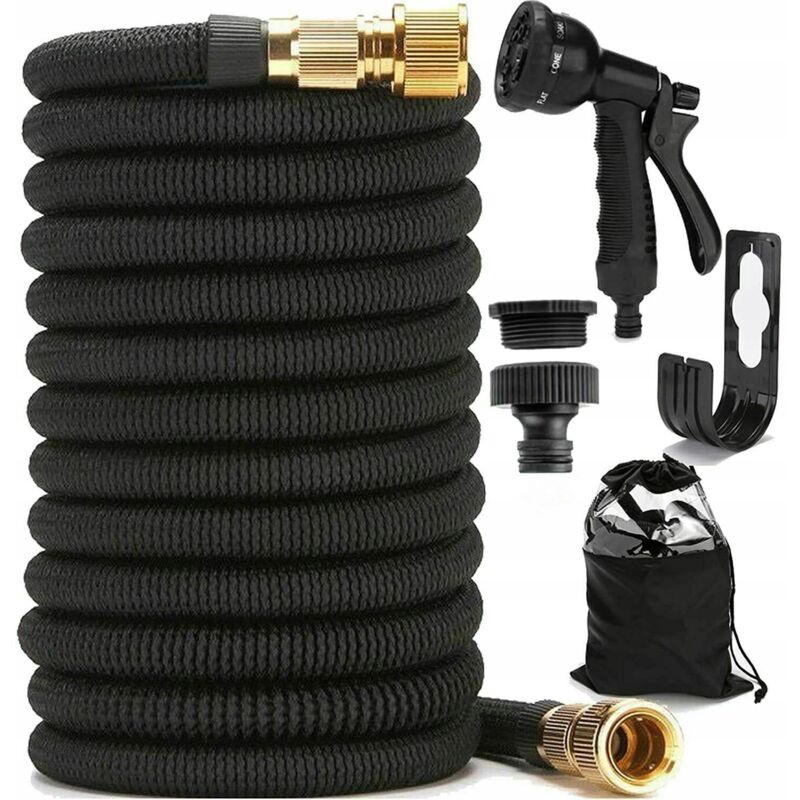 TUYAU D'ARROSAGE EXTENSIBLE + PISTOLET 7,5 à 22,5 m