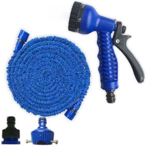 Tuyau d'arrosage extensible rétractable TF 30m - Pistolet inclus - Bleu