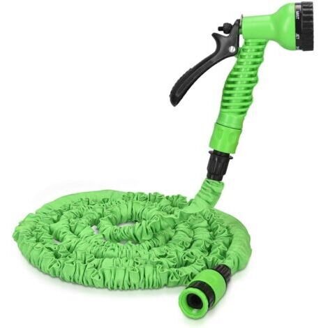 Tuyau d'arrosage extensible vert de Après injection d'eau22.5m, tuyau d'arrosage à 7 modèles de buses, adaptable à 1/2 '' et 3/4 ''tuyau d'arrosage souple