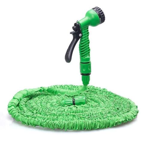 Tuyau d'arrosage flexible - Vert - Tuyau d'arrosage rétractable de 53 m avec tête d'arrosage 7 en 1