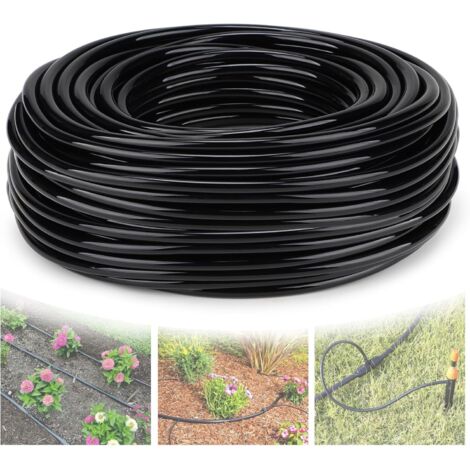 Tuyau d'Arrosage Goutte à Goutte 50m, Tuyau d'Arrosage Goutte à Goutte 4mm Micro Drip Conduite d'Eau Plastique pour Jardin, Potager, Industrie