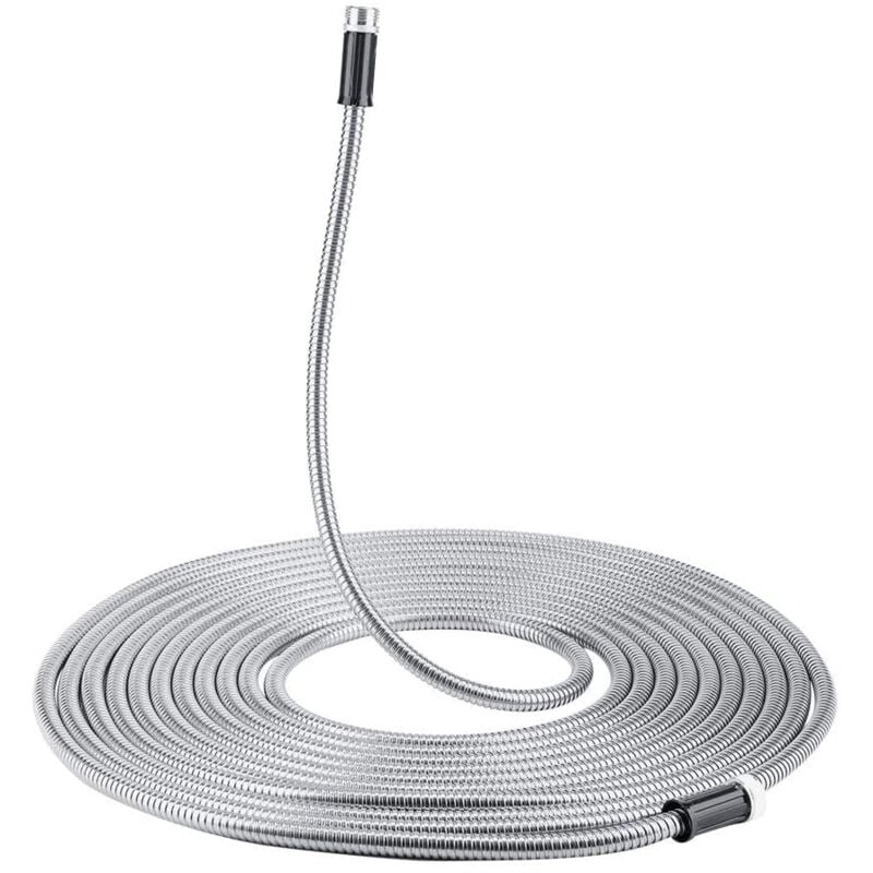 Tuyau d'arrosage long et flexible en acier inoxydable 304, tuyau de lavage de voiture durable anti-torsion, 25 pieds, 14mm de diamètre