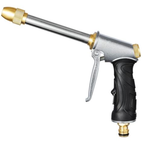 Tuyau d'arrosage Pistolet Spary Buse de pulvérisation en métal robuste Longue buse d'eau à haute pression pour arroser les voitures de lavage de jardin et les animaux de compagnie de douche