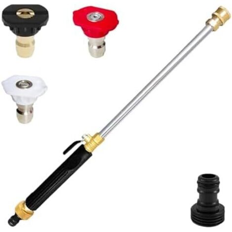 Tuyau d'arrosage pour nettoyeur haute pression  Outil de nettoyage réglable avec raccord rapide et 3 buses - Rallonge tuyau buses,Pour Nettoyer Terrasse, Sol Extérieu Noir