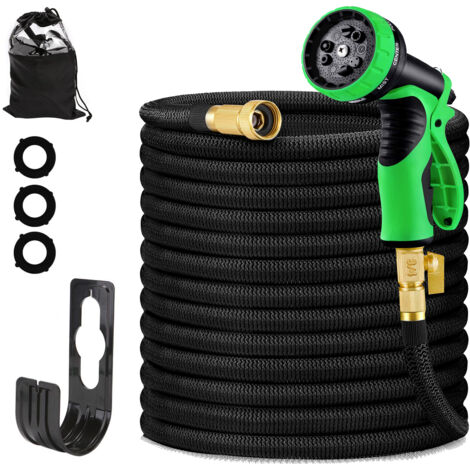 Tuyau d'arrosage rétractable de 22,5 m (75 pi), tuyau d'arrosage rétractable avec raccords de 3/4 de pouce, 10 jets différents, adapté aux jardins