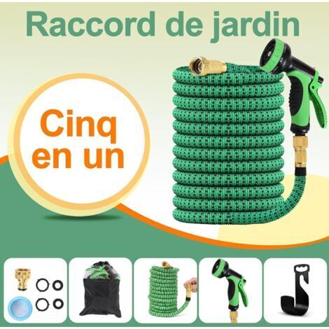 Tuyau d'arrosage rétractable de 22,5 mètres, tuyau d'arrosage rétractable à 10 modes, tuyau renforcé en TPE 2500D, raccords métalliques étanches, convient aux grands jardins, au nettoyage de la voitur
