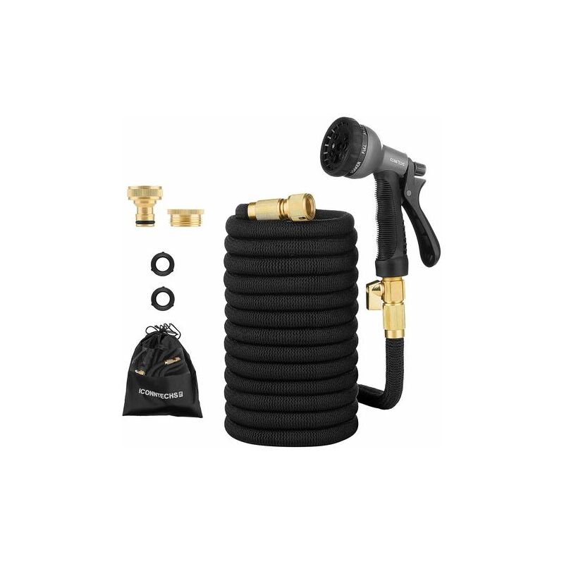 Tuyau D'Arrosage Rétractable, Tuyau Rétractable De 30 M/100 Pieds 3/4' Et 1/2' Raccords En Laiton Massif Standard Ue Tuyau D'Eau Flexible Avec Vanne