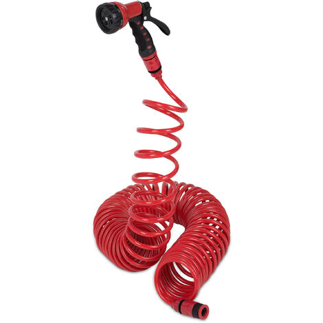 Tuyau d'arrosage spirale 15m avec pistolet et raccords