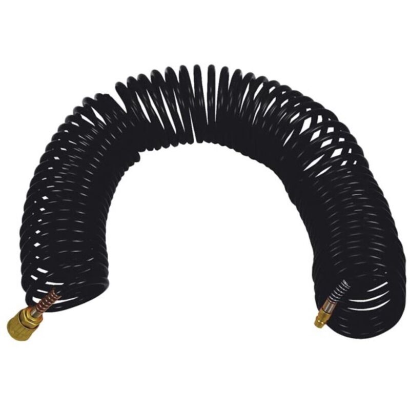 Tuyau spiral en polyéthylène (pe), 10 mètres, ø 6 x 8 mm, idéal pour les applications de pression d'air, polyvalent et flexible, noir, parfait pour les outils pneumatiques et les applications - Stanley
