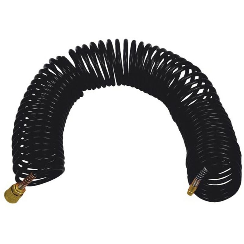 Stanley - Tuyau spiral en polyéthylène (pe), 10 mètres, ø 6 x 8 mm, idéal pour les applications de pression d'air, polyvalent et flexible, noir,