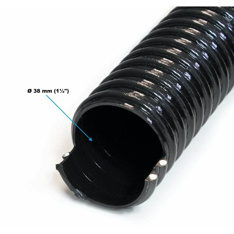 Helloshop26 - Tuyau d'aspiration 10 m spiralé diamètre 38 mm (1 1/2) tuyau d'aspiration noir - Noir