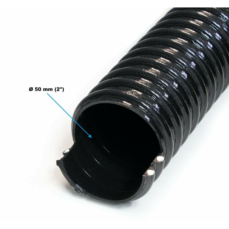 Tuyau d'aspiration 10 m spiralé diamètre 50 mm (2) tuyau d'aspiration koi noir - Noir