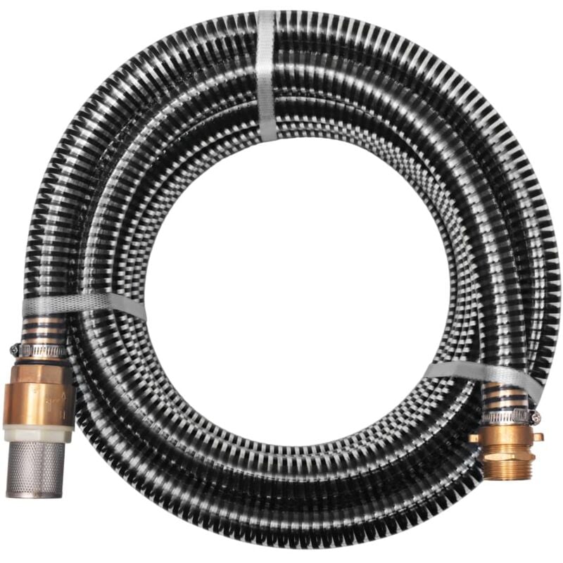 Tuyau d'aspiration avec raccords en laiton 15 m 25 mm Noir vidaXL