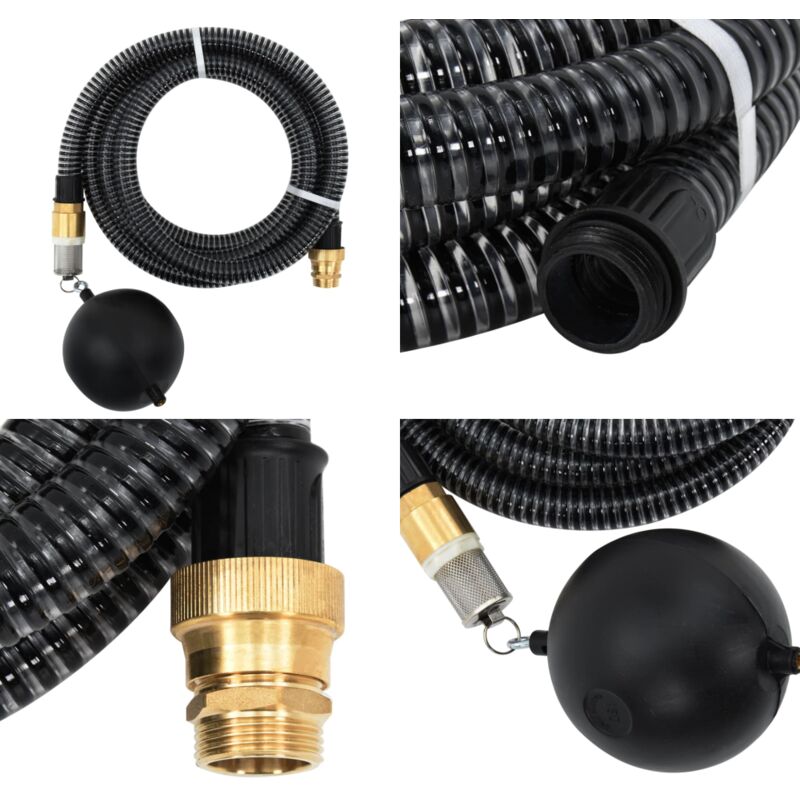 Tuyau d'aspiration avec raccords en laiton noir 1,1 25 m pvc - tuyau d'aspiration - tuyaux d'aspiration - Home & Living - Noir