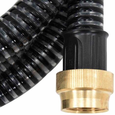 Tuyau d'aspiration avec raccords en laiton noir 1,1" 3 m PVC CFW404059