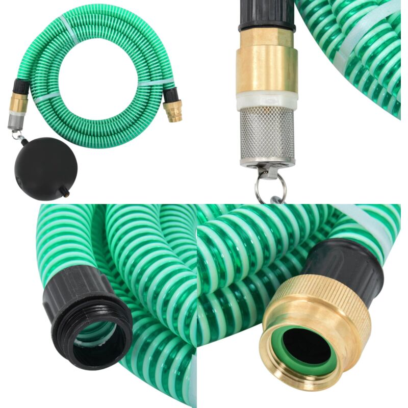 Tuyau d'aspiration avec raccords en laiton vert 1,1 25 m pvc - tuyau d'aspiration - tuyaux d'aspiration - Home & Living - Vert