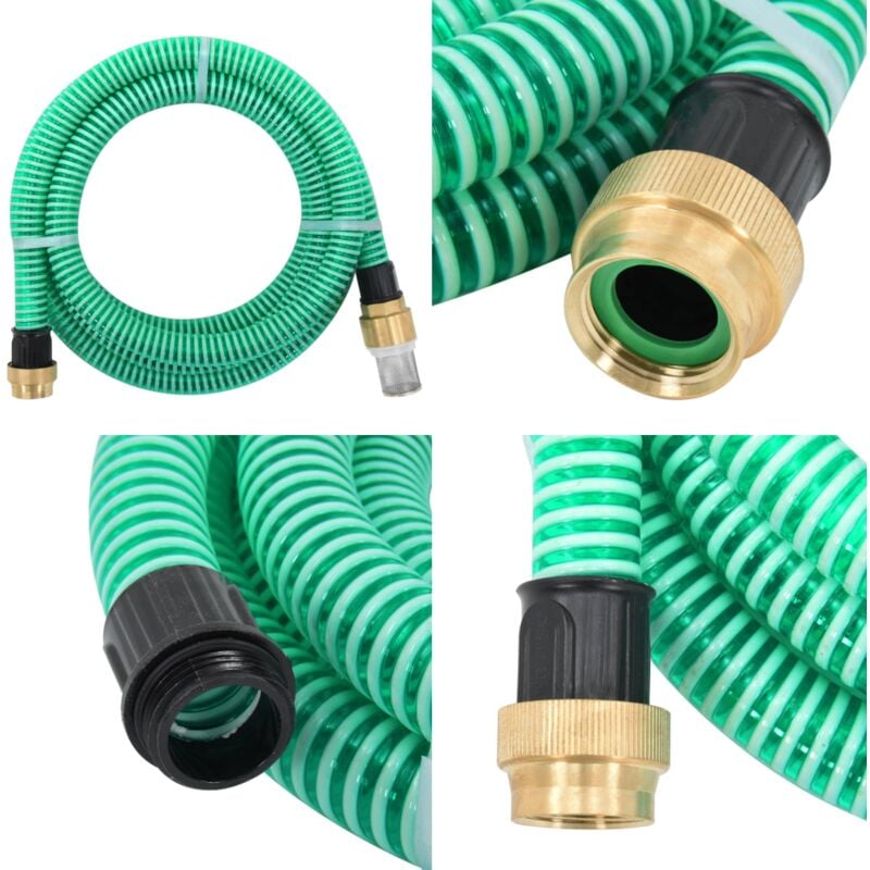 Tuyau d'aspiration avec raccords en laiton vert 1,1 5 m pvc - tuyau d'aspiration - tuyaux d'aspiration - Home & Living - Vert
