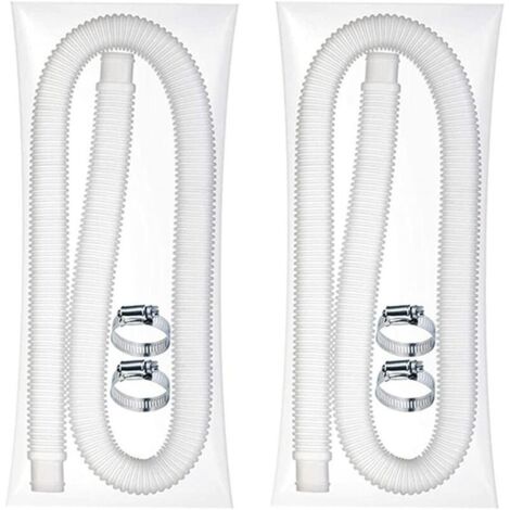 Tuyau d'aspiration de piscine 32 mm – Longueur 1.5 m – 2 tuyaux souples avec 4 pinces métalliques – Compatible avec pompes 330/530/1000 GPH
