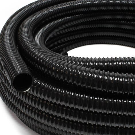 Tuyau d'aspiration noir – 5 m / Ø 25 mm (1") / 180 g/m – avec Spirale de renforcement – Tube souple sans pression en PVC – pour Arrosage Irrigation Jardinage Évacuation Refoulement