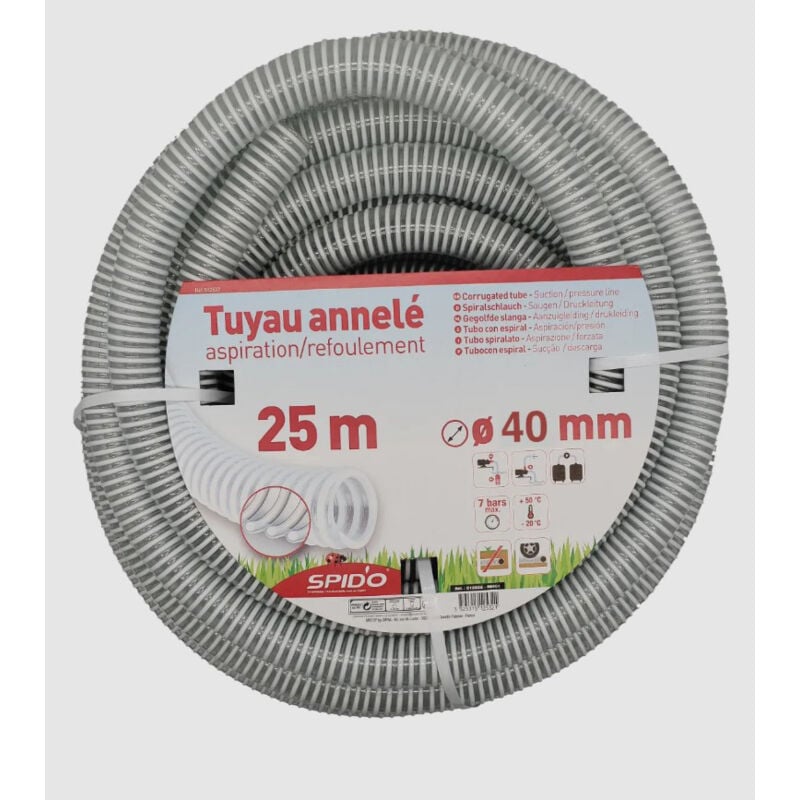 Spido - Tuyau en pvc armé souple à spirales 7 m ø 40 mm