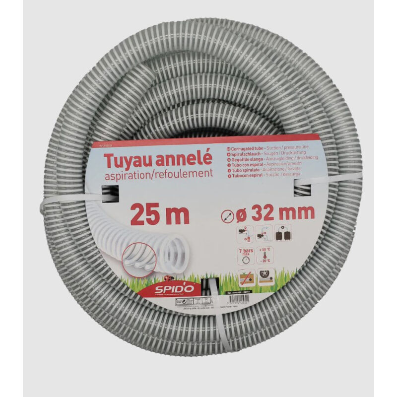 Spido - Tuyau en pvc armé souple à spirales 7 m ø 32 mm