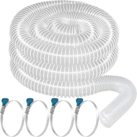 Tuyau d'aspiration PVC épais 2,5″ x 20′ – Résistant à la perforation – Spirale acier carbone – Flexible transparent – Pour dépoussiéreur et atelier