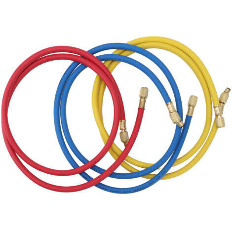 Tuyau de charge de réfrigérant pour climatiseur, 3 pièces, 150 cm, 6,35 mm, compatible avec les réfrigérants R12, R22, R502, bleu, rouge, jaune