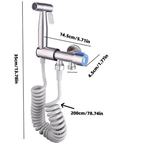 Tuyau de chasse d'eau portatif haute pression sans support de rampe de pulvérisation, robinet anti-fuite en acier inoxydable à jet haute pression adapté aux salles de bains et aux toilettes.
