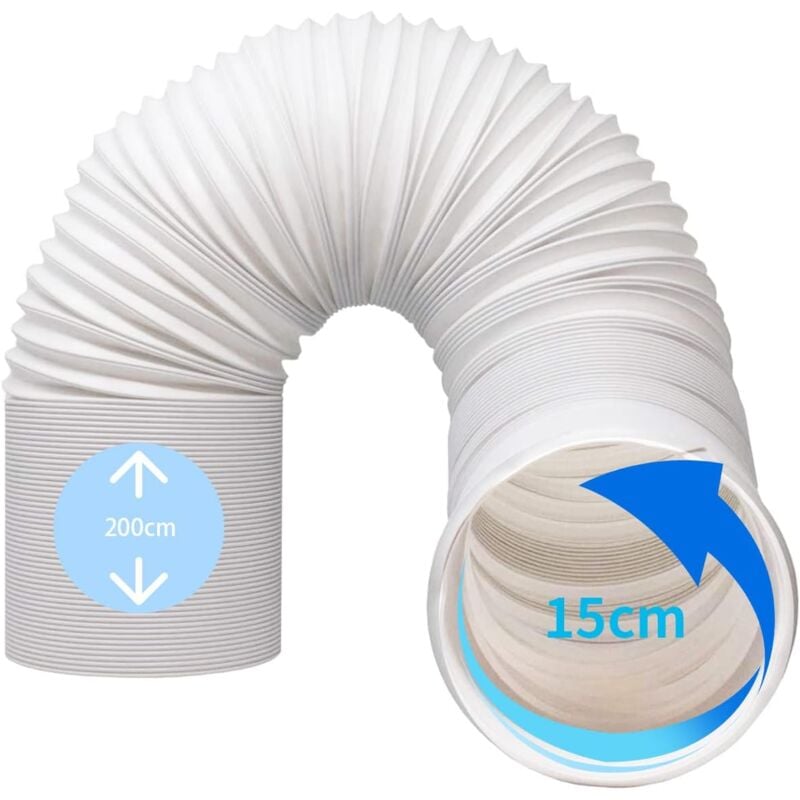 Tuyau de climatisation mobile, conduit d'échappement de climatisation diamètre 15cm, longueur 200CM, ensemble de conduit d'échappement flexible en
