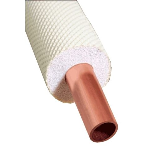 Tuyau de climatisation pré-isolé de 0,7 mm d'épaisseur (rouleau de 25 mètres) Diamètre : Ø5/8".