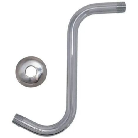 Tuyau de douche encastré NPT en acier inoxydable, douche dissimulée en forme de S, bras de douche et bride en laiton chromé en forme de S de 8", raccord MIP 1/2",