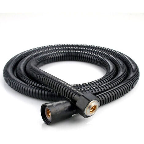 Tuyau de douche flexible en acier inoxydable 1 pièce 1,5 m, raccords en laiton, tuyau de pommeau de douche anti-torsion, tuyau de douche flexible - noir