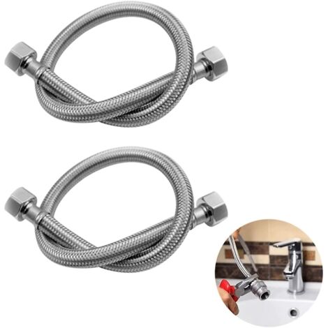 Tuyau de douche flexible tressé en acier inoxydable 304, double arrivée d'eau, 2 pièces, 50 cm