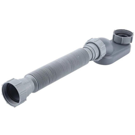 Tuyau de drainage flexible pour baignoire et douche avec siphon en P de 1 1/2 po à profil bas, drain de baignoire autoportant plat pour