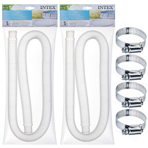 Tuyau de filtre de remplacement 2 pcs pour piscine en PVC de qualite superieure, 1,25 x 59 pouces avec ruban adhesif fonctionne avec toutes les pompes de filtration pour 330 GPH, 530 GPH et 1 000 GPH Blanc