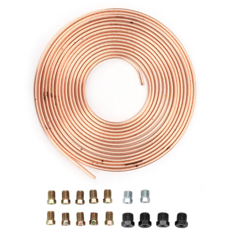 Tuyau de frein plaqué cuivre-nickel - 7,6 m, diamètre 4,76 mm, avec raccords dorés