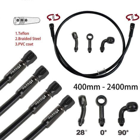 Tuyau de frein tressé AN3 pour moto, tube d'embrayage hydraulique, maître-cylindre, liquide de frein, tuyau DOT, course, motocross, dirt bike, pit bike, quad - 700 mm