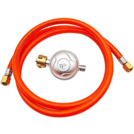 Tuyau de gaz 150 cm – Kit réducteur de pression 30 mbar – Compatible GPL, propane, butane – Raccords à vis gauche en laiton