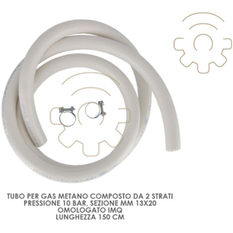 Tuyau de gaz mA thane 150 cm 10 bar 2 couches section 13 x 20 mm