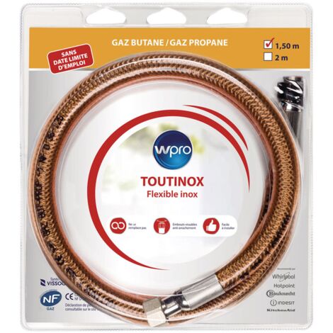 Tuyau de gaz TBE150 (flexible inox gaine PVC 1,5m)