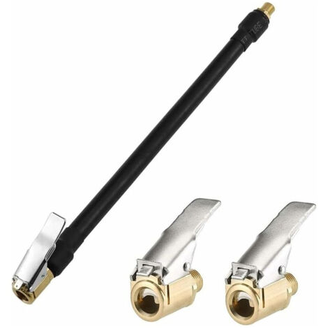 Tuyau de Gonflage de Pneu 20 cm Noir Flexible de Gonflage d'air Tuyau d'air du Pneu avec 2 Gonfleur Pompe Tuyau Adaptateur pour Gonfler Les Pneus de Voiture