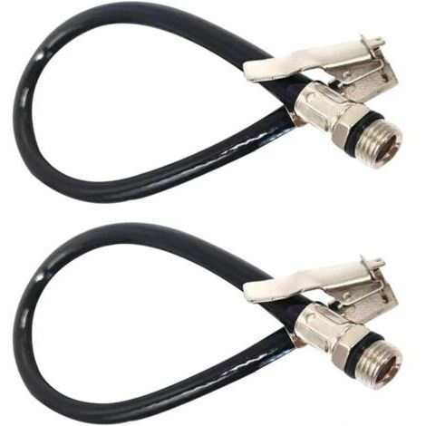 Tuyau de gonflage, embout de gonflage, adaptateur de gonflage avec tuyau en caoutchouc flexible, convient aux vélos, motos et voitures, ensemble de 2 pièces.