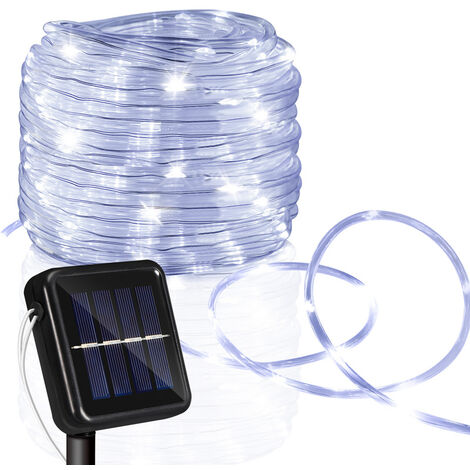 VINGO Tuyau de lumière solaire tuyau de lumière LED chaîne lumineuse filet de lumière extérieure blanc froid 10M